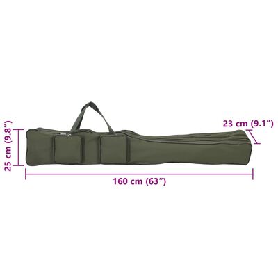 vidaXL Saco para cana de pesca 160 cm tecido oxford verde-escuro