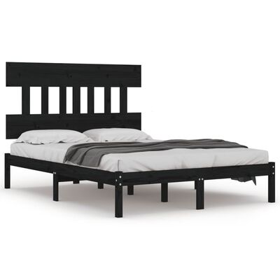 vidaXL Estrutura de cama super king 180x200 cm madeira maciça preto