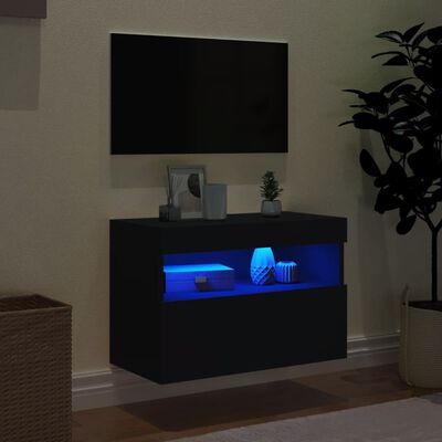 vidaXL Móvel de parede para TV com luzes LED 60x30x40 cm preto