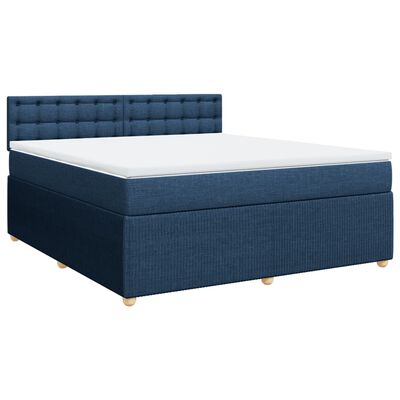 vidaXL Cama com molas/colchão 180x200 cm tecido azul