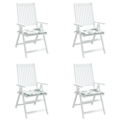 vidaXL Almofadões p/ cadeira 4pcs 50x50x3cm tecido padrão folhas