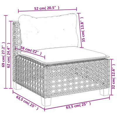 vidaXL 5 pcs conjunto sofás de jardim com almofadões vime PE preto