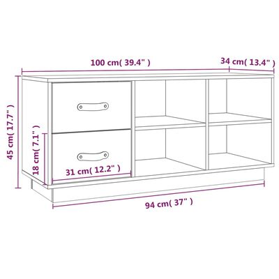 vidaXL Banco sapateira 100x34x45 cm madeira de pinho maciça cinzento