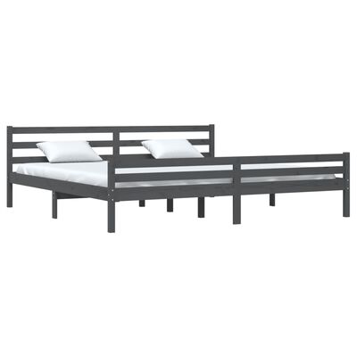 vidaXL Estrutura de cama super king 180x200 cm madeira maciça cinza