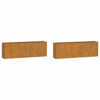 vidaXL Vasos/floreiras de parede 2 pcs aço corten cor enferrujado