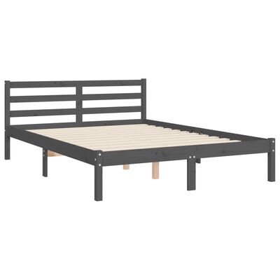 vidaXL Estrutura de cama com cabeceira 140x190 cm madeira maciça cinza