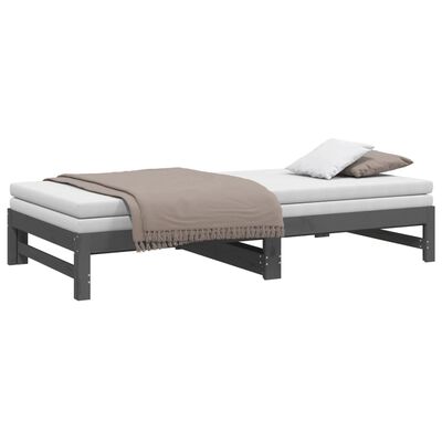 vidaXL Sofá-cama de puxar 2x(100x200) cm pinho maciço cinza