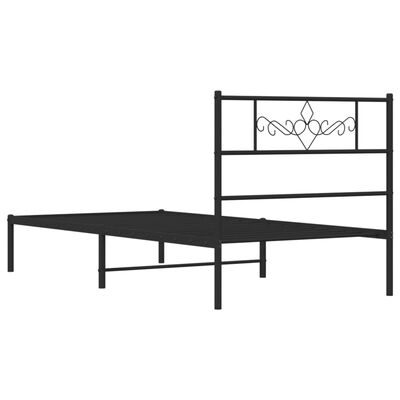 vidaXL Estrutura de cama com cabeceira 100x200 cm metal preto