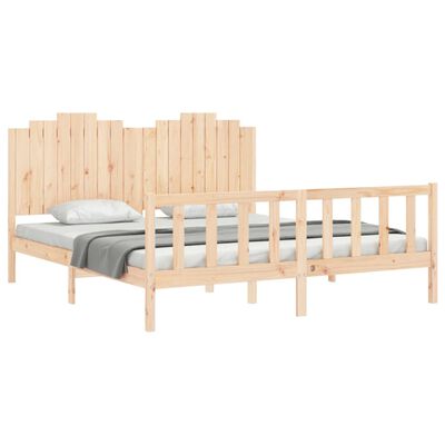 vidaXL Estrutura de cama com cabeceira 180x200 cm madeira maciça