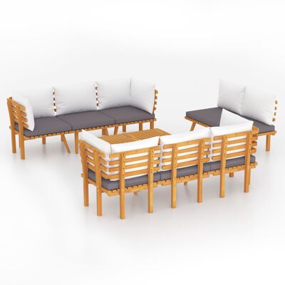 vidaXL 8 pcs conjunto lounge de jardim com almofadões acácia maciça