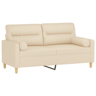 vidaXL Sofá 2 lugares + almofadas decorativas 140 cm tecido cor creme