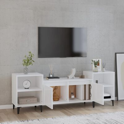 vidaXL Móvel de TV 160x35x55 cm derivados de madeira branco brilhante