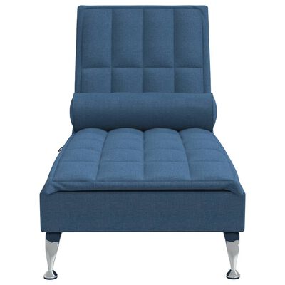 vidaXL Chaise lounge de massagem com rolo tecido azul