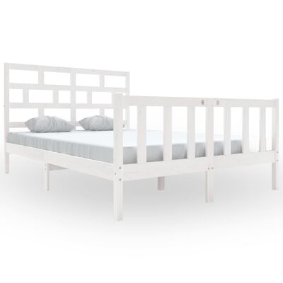 vidaXL Estrutura de cama 140x200 cm madeira de pinho maciça branco