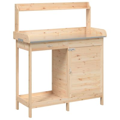 vidaXL Mesa de cultivo c/ armário 110,5x45x124,5 cm abeto maciço