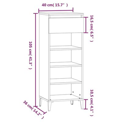 vidaXL Sapateira 40x36x105 cm derivados de madeira cinzento cimento