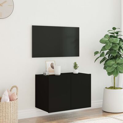 vidaXL Móvel de parede para TV com luzes LED 60x35x41 cm preto