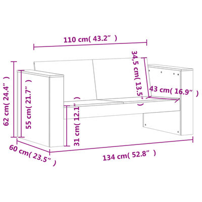 vidaXL 2 pcs conjunto lounge de jardim madeira de pinho maciça branco