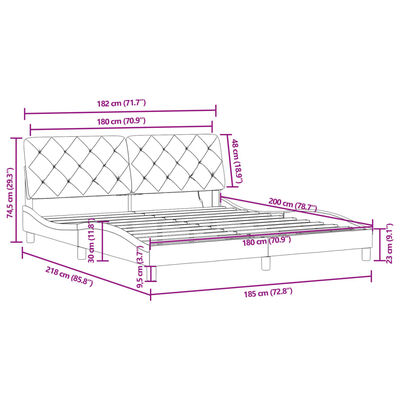 vidaXL Estrutura de cama com luzes LED 180x200 cm veludo preto