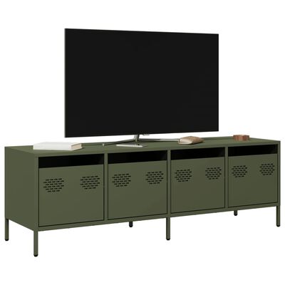 vidaXL Móvel de TV 135x39x43,5 cm aço laminado a frio verde-azeitona