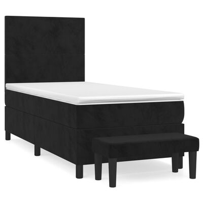 vidaXL Cama com molas/colchão 100x200 cm veludo preto