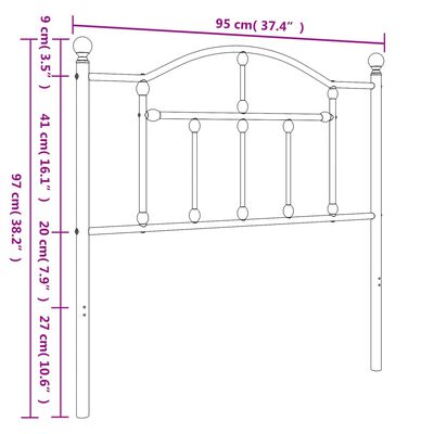 vidaXL Cabeceira de cama 90 cm metal branco