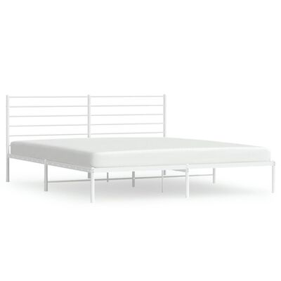 vidaXL Estrutura de cama com cabeceira 193x203 cm metal branco