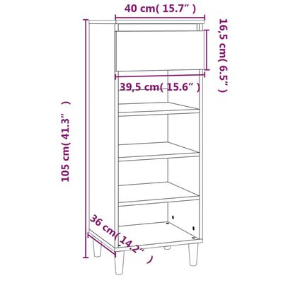 vidaXL Sapateira 40x36x105 cm derivados de madeira cinzento sonoma