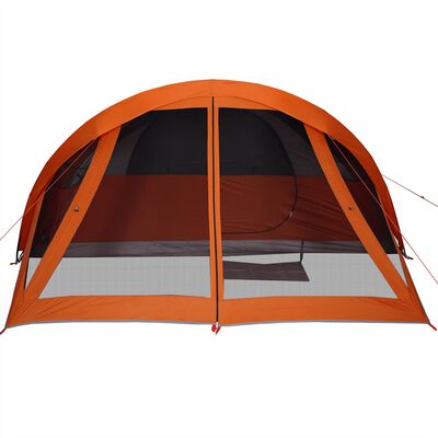 vidaXL Tenda familiar estilo cabana 6 pessoas imperm. cinza/laranja