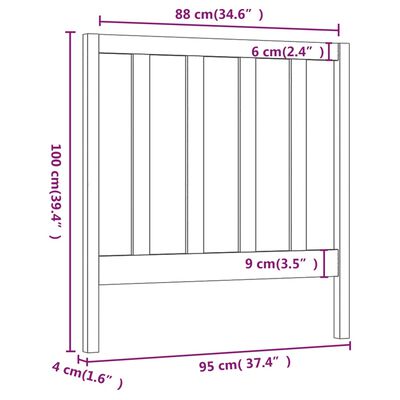 vidaXL Cabeceira de cama 95x4x100 cm pinho maciço cinza