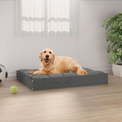 vidaXL Cama para cães 71,5x54x9 cm madeira de pinho maciça cinza