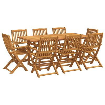 vidaXL 9 pcs conj. de jantar para jardim 180x90x75 cm acácia maciça