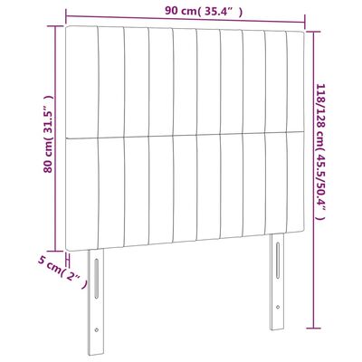 vidaXL Cabeceira de cama 2 pcs tecido 90x5x78/88 cm castanho