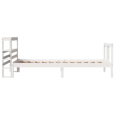 vidaXL Estrutura de cama com cabeceira 100x200cm pinho maciço branco