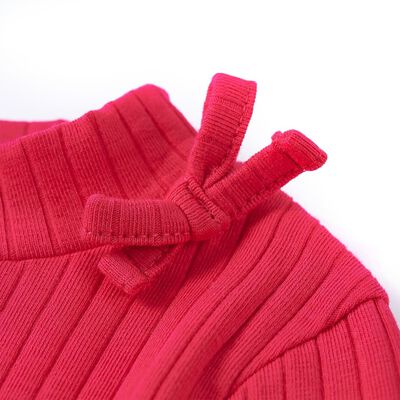 T-shirt de manga comprida para criança rosa-choque 128