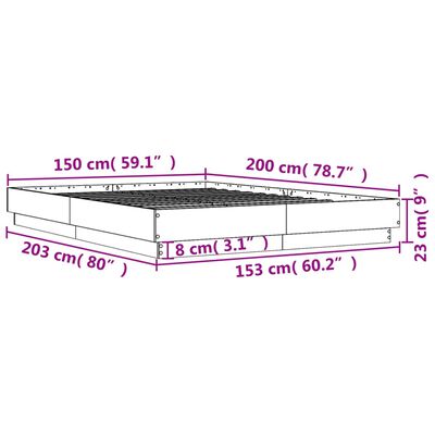 vidaXL Estrutura de cama com luzes LED 150x200 cm carvalho sonoma