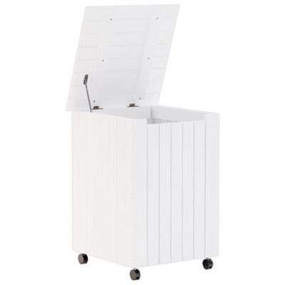 vidaXL Cesto de roupa com rodas RANA 45x45x64 cm pinho maciço branco