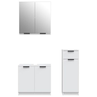 vidaXL 3 pcs conjunto móveis casa de banho madeira processada branco