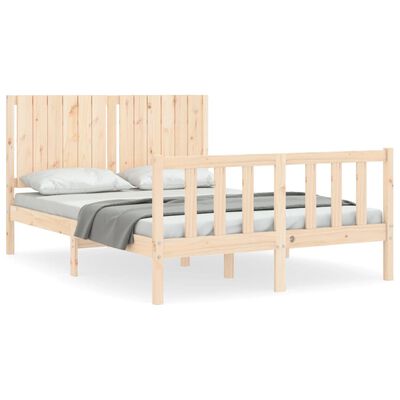 vidaXL Estrutura de cama com cabeceira 140x190 cm madeira maciça