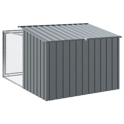 vidaXL Casota p/ cães c/ parque 153x194x110 cm aço galvaniz. antracite