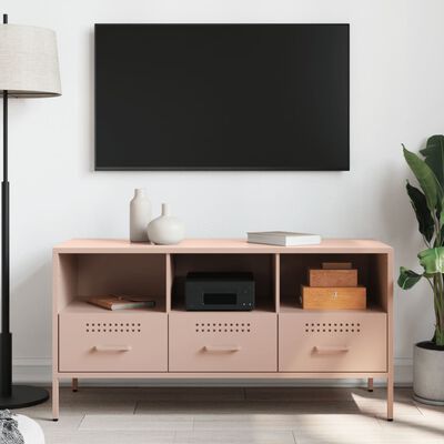 vidaXL Móvel de TV 100,5x39x50,5 cm aço rosa