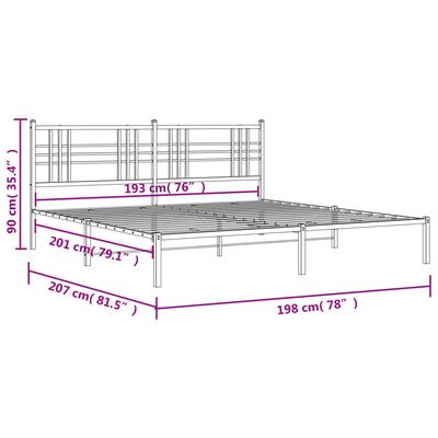 vidaXL Estrutura de cama com cabeceira 193x203 cm metal branco