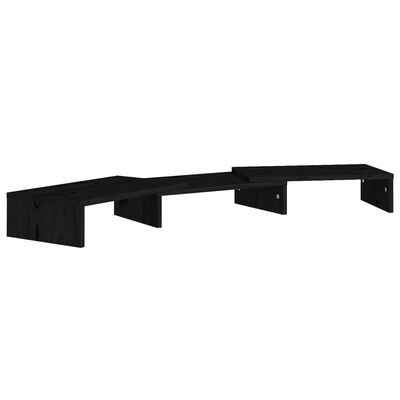 vidaXL Suporte para monitor 80x24x10,5cm madeira de pinho maciça preto