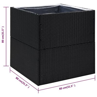 vidaXL Vaso/floreira de jardim 80x80x80 cm vime PE preto