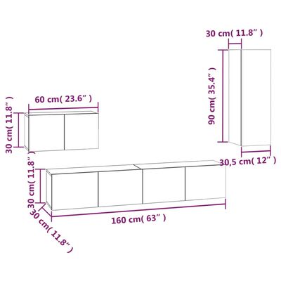 vidaXL Conjunto móveis de TV 4 pcs madeira processada carvalho sonoma