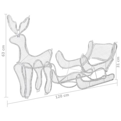 vidaXL Iluminação de Natal formato rena e trenó com rede 432 luzes LED