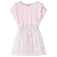 Vestido de criança com folhos rosa-claro 92