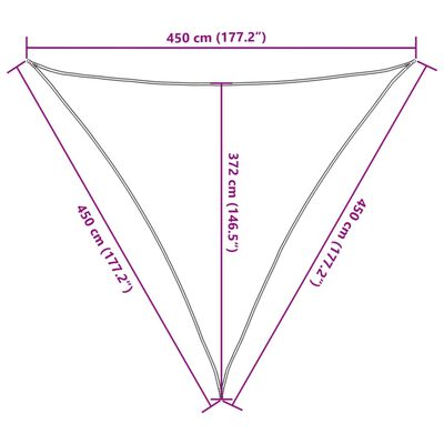 vidaXL Para-sol estilo vela 4,5x4,5x4,5m oxford poliéster cinza-claro