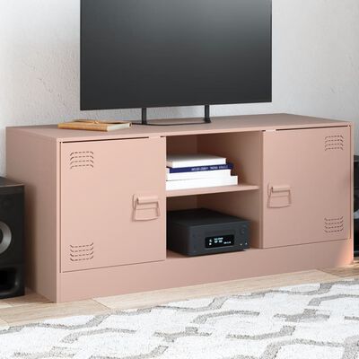 vidaXL Móvel de TV 99x39x44 aço rosa