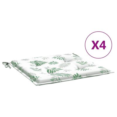 vidaXL Almofadões p/ cadeira 4pcs 50x50x3cm tecido padrão folhas